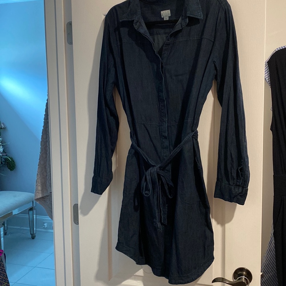 A new day Button down Jean dress with pockets